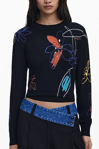 Desigual Strickpullover Eleganter Damen Pullover Schwarz mit Muster – Langa günstig online kaufen