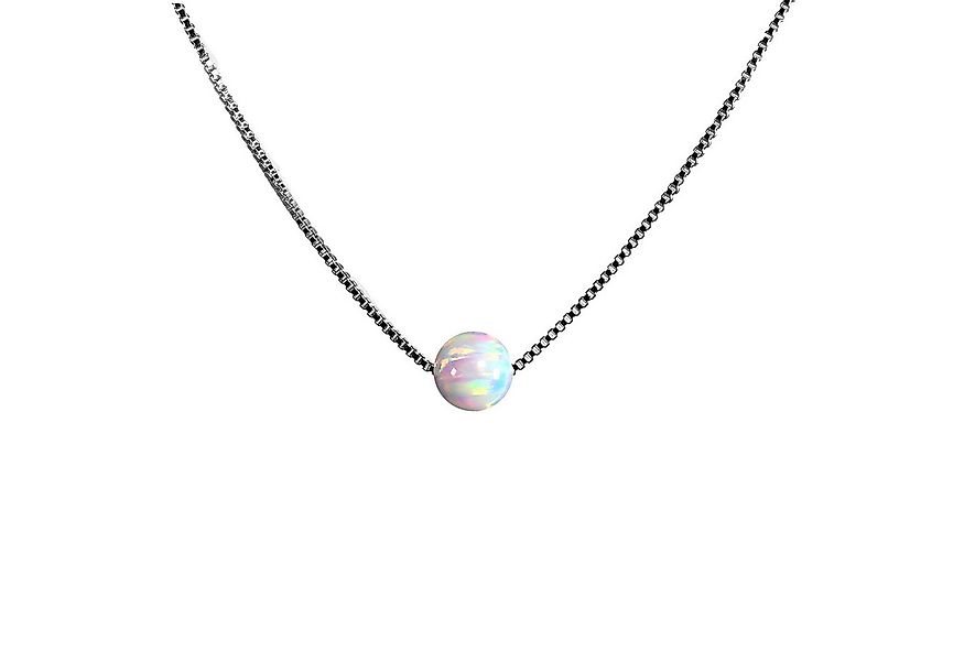 Edellis Kette mit Anhänger Hochwertiger runder Weißer Opal 8 mm mit 925 Ste günstig online kaufen