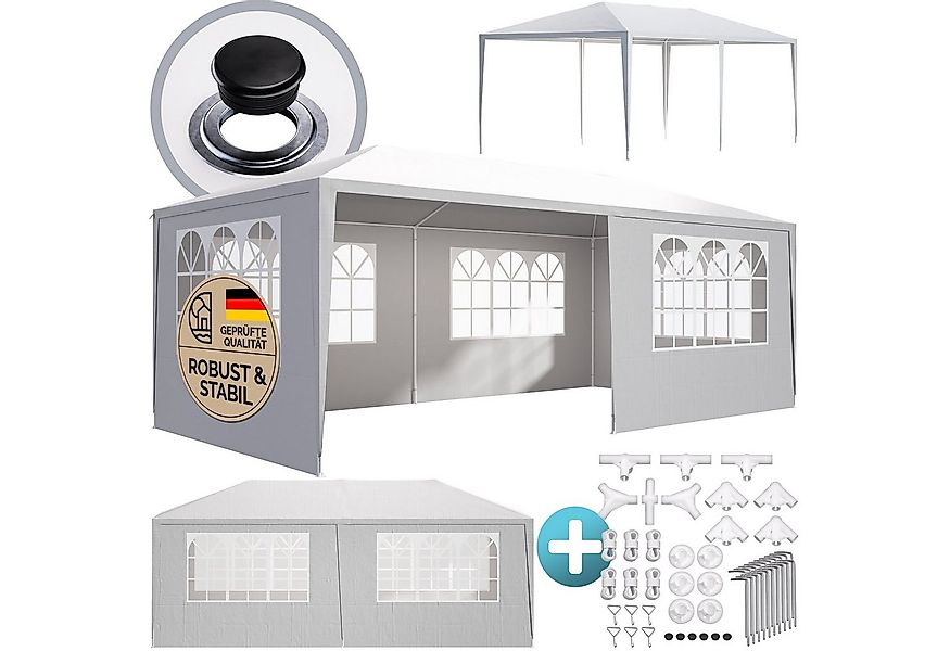 Casaria Partyzelt Rimini, weiß 3x6m UV-Schutz 18m² Wasserabweisend 6 Seiten günstig online kaufen