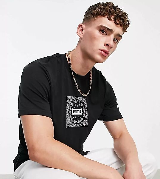 Puma – Off Beat – T-Shirt mit Paisley-Logo in Schwarz, exklusiv bei ASOS günstig online kaufen