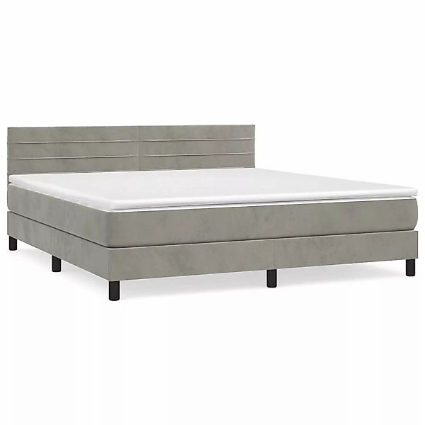 vidaXL Boxspringbett mit Matratze Hellgrau 160x200 cm Samt1397699 günstig online kaufen