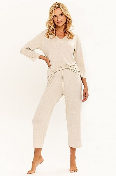 Mademoiselle Sommeil Pyjama Schlafanzug in hellbeige meliert (2 tlg., 1 Stü günstig online kaufen