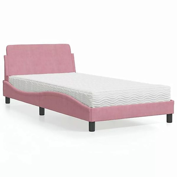 vidaXL Bett Bett mit Matratze Rosa 100x200 cm Samt günstig online kaufen