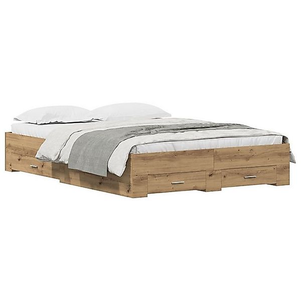 vidaXL Bett Bettgestell mit Schubladen Artisan Eiche Werkholz 160 x 200 cm günstig online kaufen