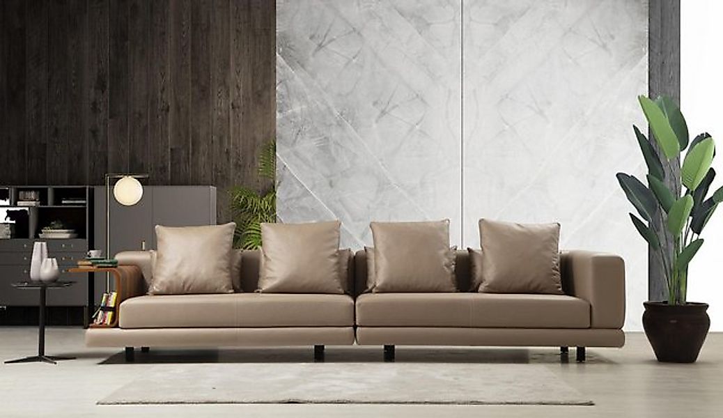 Xlmoebel Sofa Modernes Polstersofa in Beige für Vier Personen aus Kunstlede günstig online kaufen