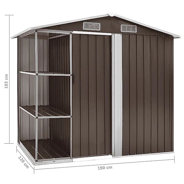 vidaXL Gartenhaus mit Regal Braun 205x130x183 cm Eisen 661716 günstig online kaufen