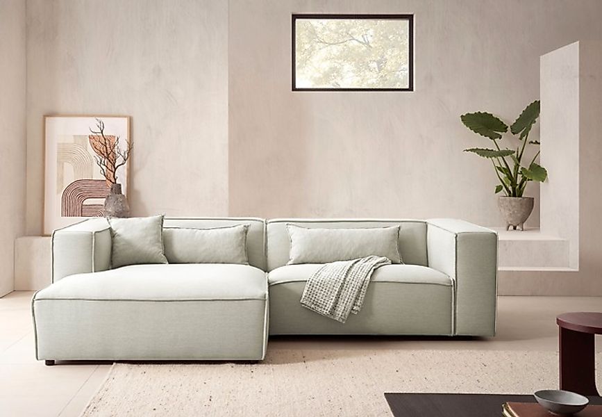 LeGer Home by Lena Gercke Ecksofa »PIARA mit Kedernaht, Cord, Leinenoptik o günstig online kaufen
