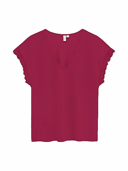 Vero Moda Blusenshirt "VMIBILSA S/S V-NECK TOP JRS BTQ" mit Spitzendetails günstig online kaufen