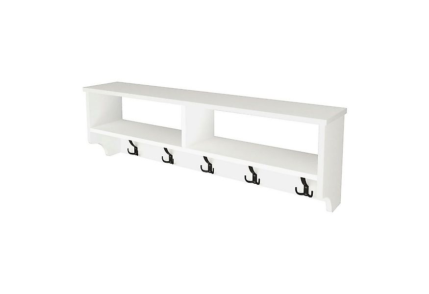 en.casa Wandgarderobe, »Åstorp« Wandregal 120x22x37cm mit Haken, 2 Ablagefä günstig online kaufen