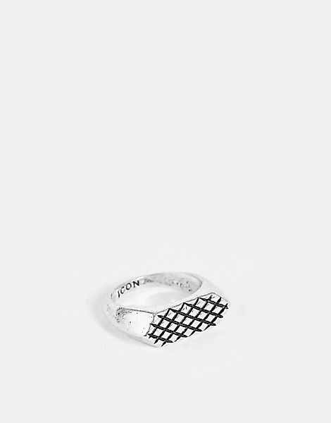 Icon Brand – Ring mit Emaille in Silber günstig online kaufen