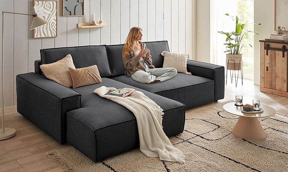 Home affaire Ecksofa "NEU: SHERWOOD XXL 284, Big-Sofa L-Form, tiefe Sitzflä günstig online kaufen