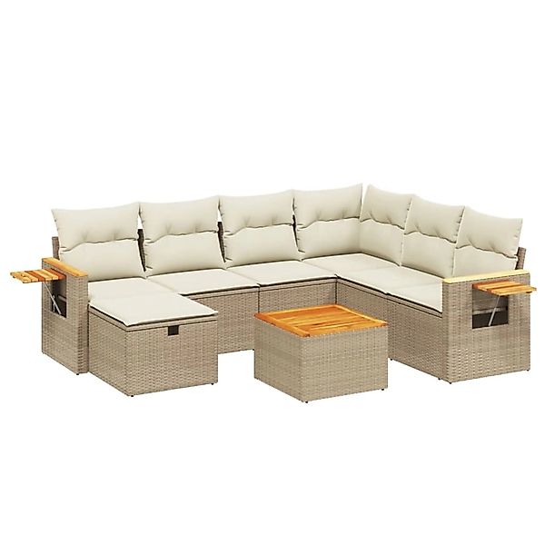 vidaXL 8-Tlg Garten-Sofagarnitur mit Kissen Beige Poly Rattan 3265552 günstig online kaufen