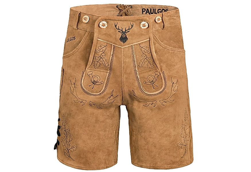 PAULGOS Trachtenhose Herren Lederhose Kurz mit Trägern 100% Echtleder - HK5 günstig online kaufen