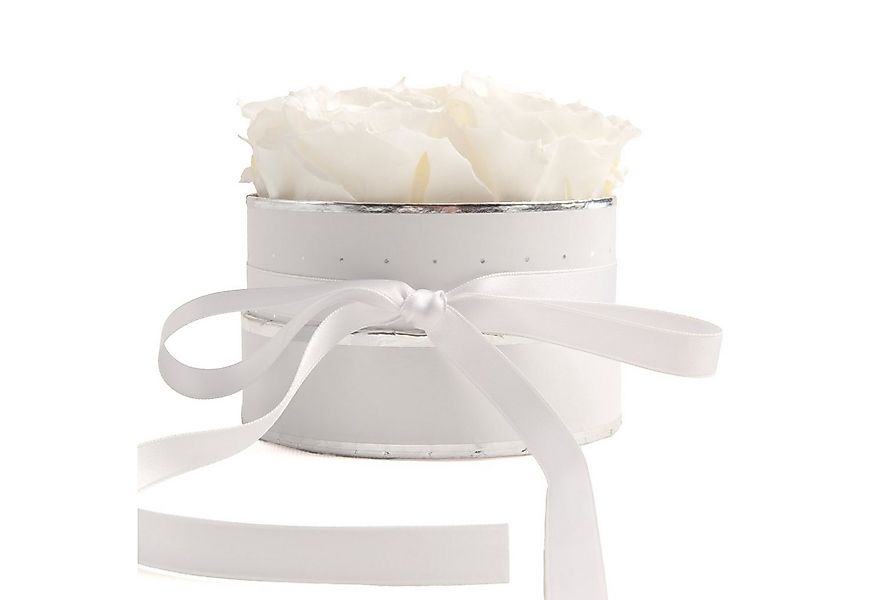 Kunstblume Rosenbox weiß rund 4 Infinity Rosen inklusiv Geschenkbox Rose, R günstig online kaufen