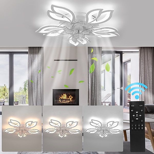 LETGOSPT Deckenleuchte 85W Deckenventilator mit Lampe, günstig online kaufen