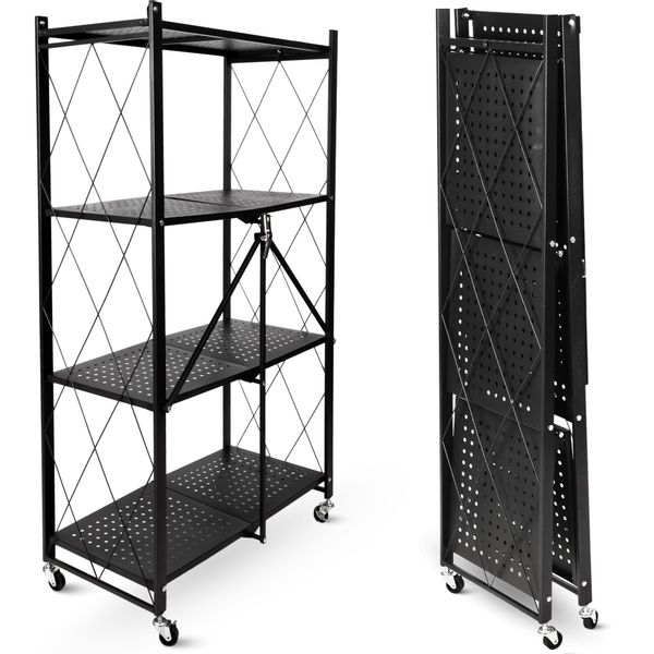 deluxe4home Mehrzweckregal Klappregal rollbar in schwarz günstig online kaufen