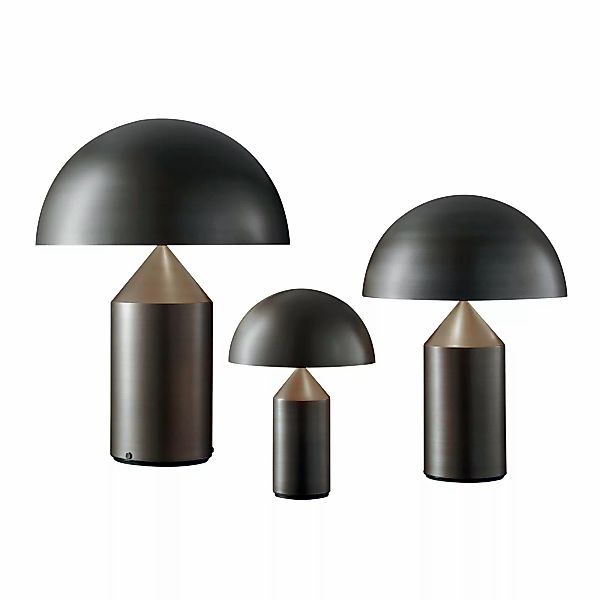 Oluce Tischleuchte Atollo, bronzefarben, Dimmer, Alu, Ø 50cm günstig online kaufen