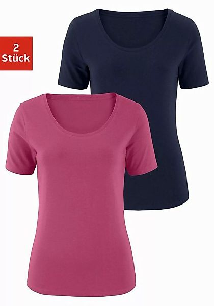 Vivance T-Shirt aus elastischer Baumwoll-Qualität (2er-Pack) günstig online kaufen