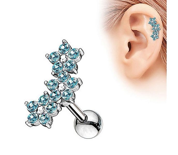 Taffstyle Piercing-Set Helix Tragus Ohr Piercing Stecker mit 3 Kristall Blu günstig online kaufen