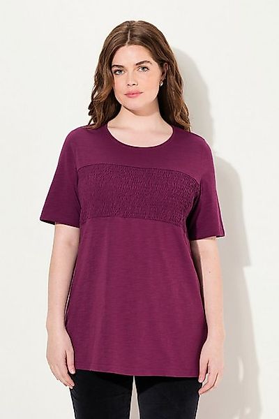 Ulla Popken T-Shirt T-Shirt Smokstreifen Rundhals günstig online kaufen