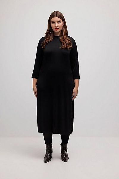 Ulla Popken Jerseykleid Midi-Slinkykleid A-Linie Stehkragen 3/4-Arm günstig online kaufen