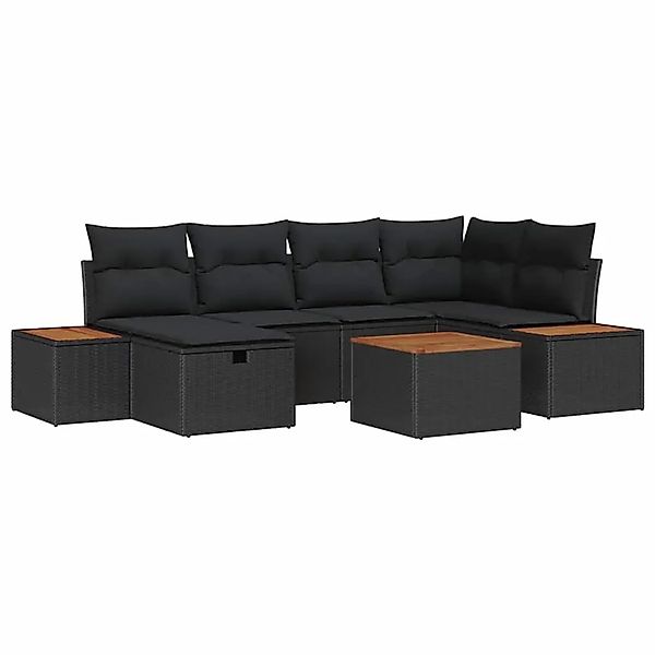 vidaXL Garten-Sofa-Set mit Kissen 7-Tlg Schwarz Poly Rattan 3359635 günstig online kaufen