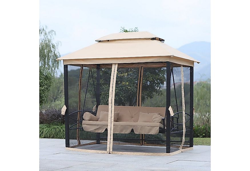 Outsunny Hollywoodschaukel Gartenschaukel Schaukel mit Seitenwänden, 3-Sitz günstig online kaufen