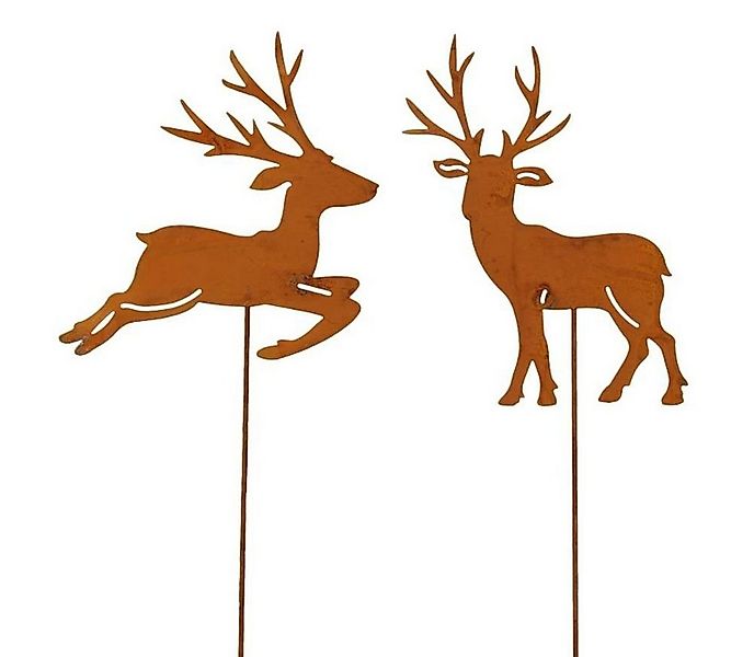 Macosa Home Weihnachtsfigur Hirsch Dekostecker Rost 30cm 2er Set Herbstdeko günstig online kaufen