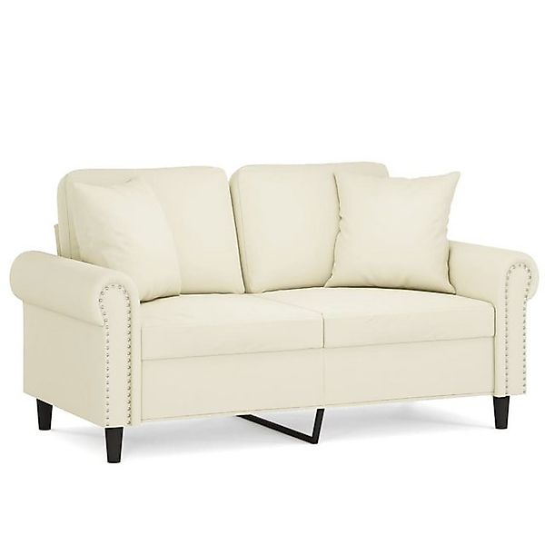 vidaXL Sofa, 2-Sitzer-Sofa mit Zierkissen Creme 120 cm Samt günstig online kaufen