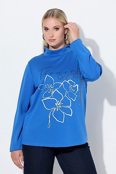 Ulla Popken Sweatshirt Sweatshirt Blüten Ziersteine Stehkragen Langarm günstig online kaufen