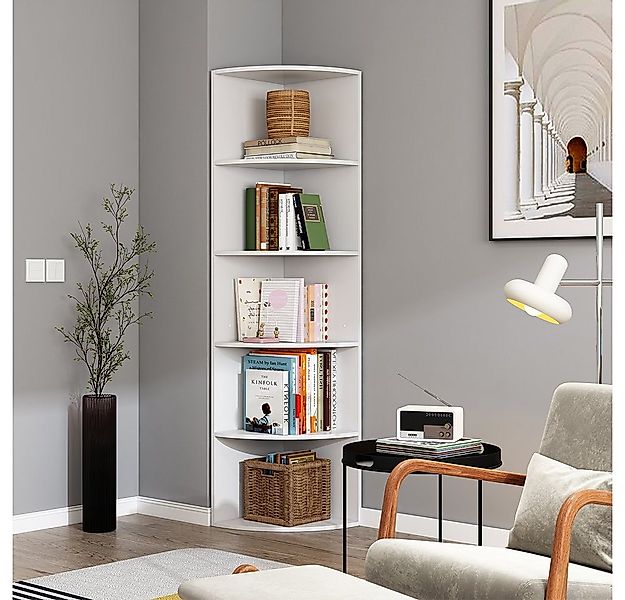 Vicco Eckregal Fabienne, Weiß/Weiß, 40 x 180 cm mit 5 Fächern, 1-tlg. günstig online kaufen