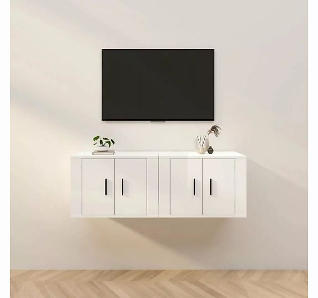 furnicato TV-Schrank TV-Wandschränke 2 Stk. Hochglanz-Weiß 57x34,5x40 cm günstig online kaufen