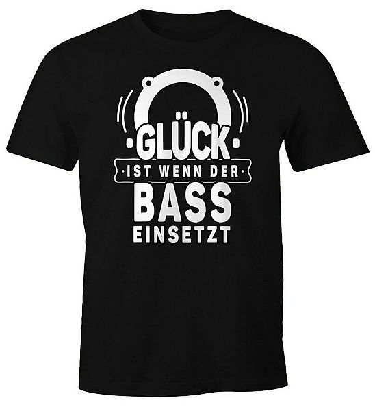 MoonWorks Print-Shirt Herren T-Shirt Spruch Motiv Glück ist wenn der Bass e günstig online kaufen