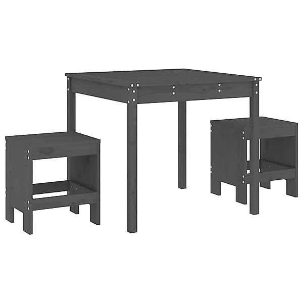 vidaXL 3-tlg Garten-Bistro-Set Grau Massivholz Kiefer günstig online kaufen