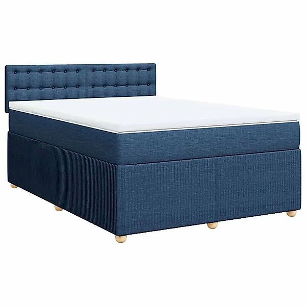 vidaXL Boxspringbett mit Matratze Blau 140x190 cm Stoff 3287471 günstig online kaufen