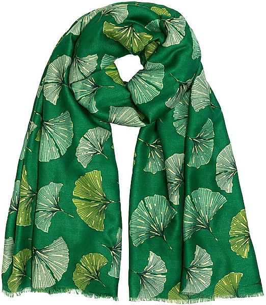 Caspar Modeschal SC516 Damen Schal mit Ginko Blatt Print und goldenen Akzen günstig online kaufen