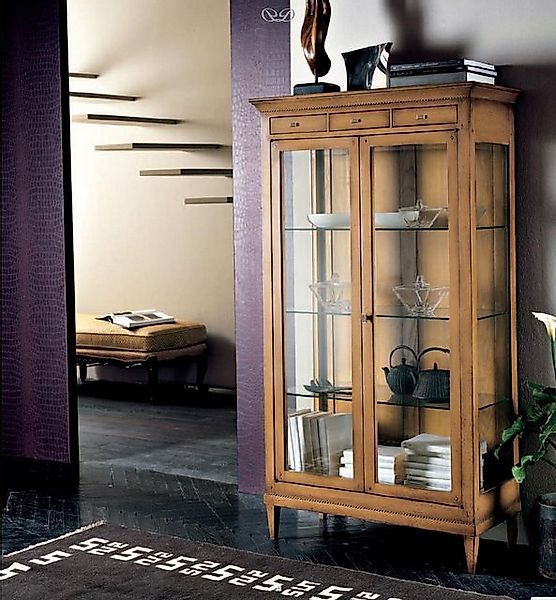 JVmoebel Vitrine Massive Holz Vitrinen Glas Schrank Echtholz Vitrine Wohnzi günstig online kaufen