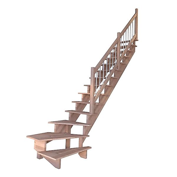 Treppe Lindos Buche Gewendelt L 80 cm Holz-Edelstahl-Geländer FSC® günstig online kaufen