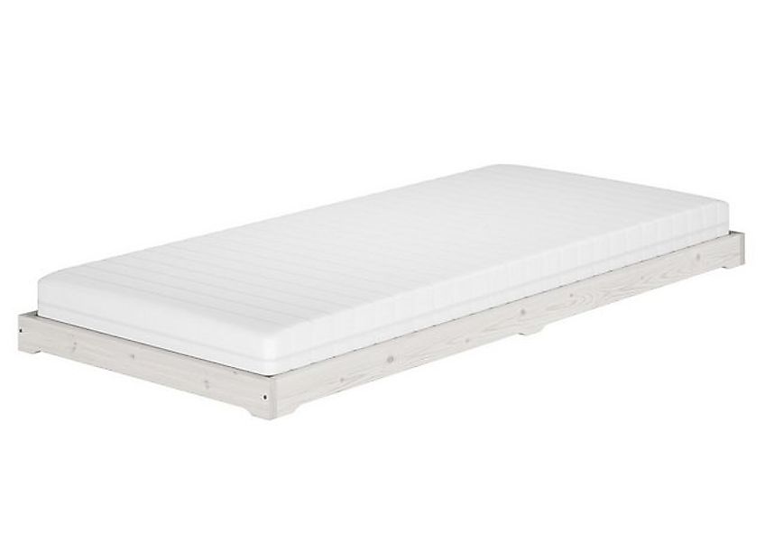 ERST-HOLZ Bett Weißes Unterschiebbett Extra Niedrig Holzbett Kiefer Weiß 80 günstig online kaufen