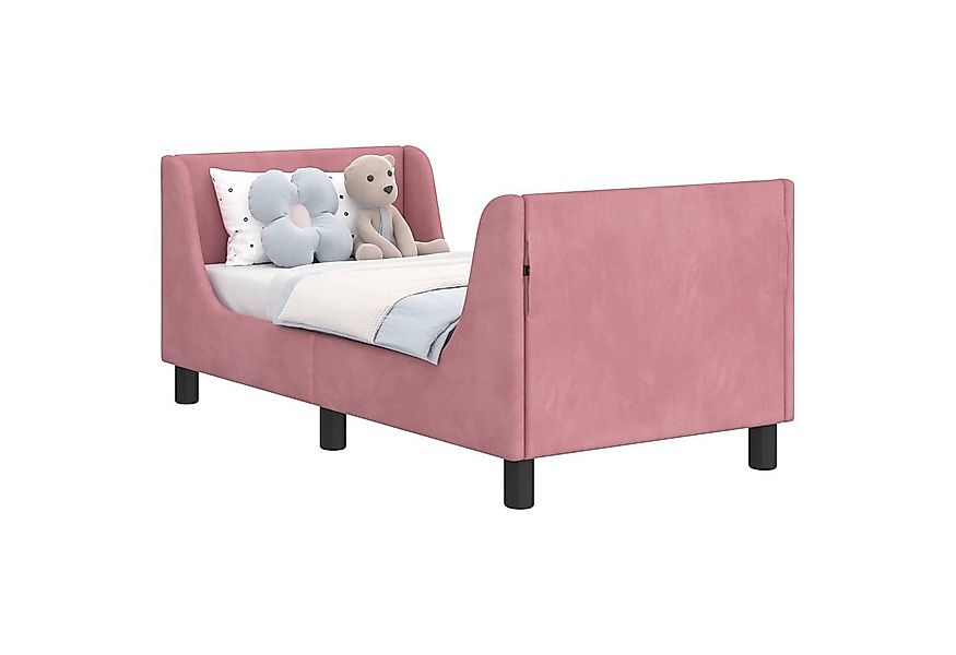 vidaXL Bett Kinderbettgestell mit Kopfteil Rosa 70 x 140 cm Samt (1-tlg) günstig online kaufen