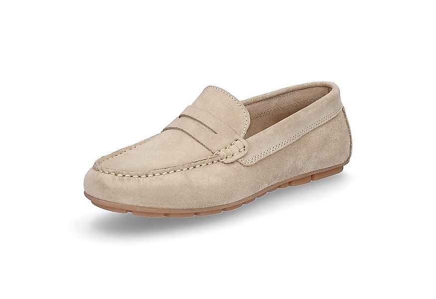 MIDS MIRELLA Damen Mokassin beige, Slipper aus Rauleder mit Leder-Innensohl günstig online kaufen