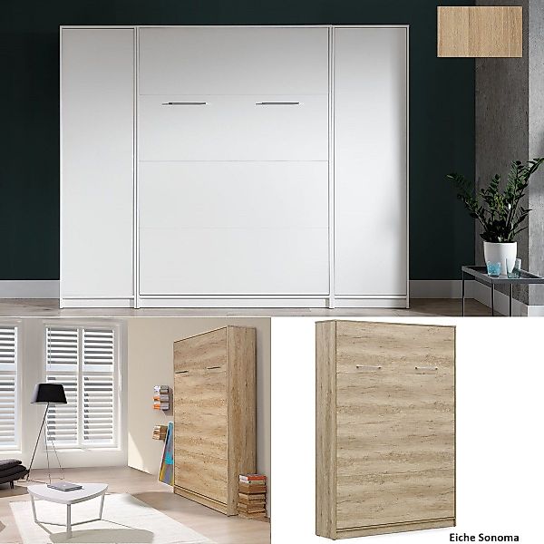QMM TraumMöbel Schrankbett Klappbett VB 90 x 200 mit 2 Schränken (Schrankbe günstig online kaufen