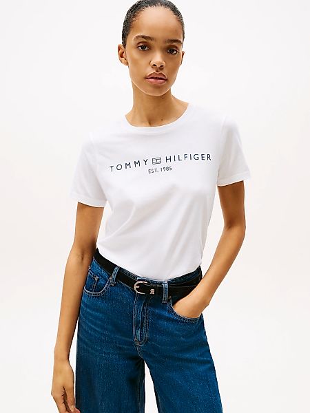Tommy Hilfiger Kurzarmshirt "REG CORP LOGO C-NK mit Logoschriftzug und Stic günstig online kaufen