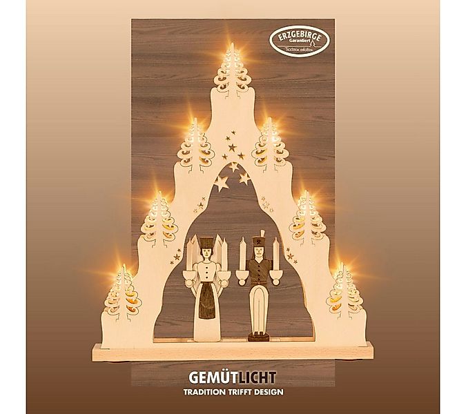 Weigla LED Schwibbogen Engel & Bergmann, Lichterspitze aus Holz, NATUR-BRAU günstig online kaufen