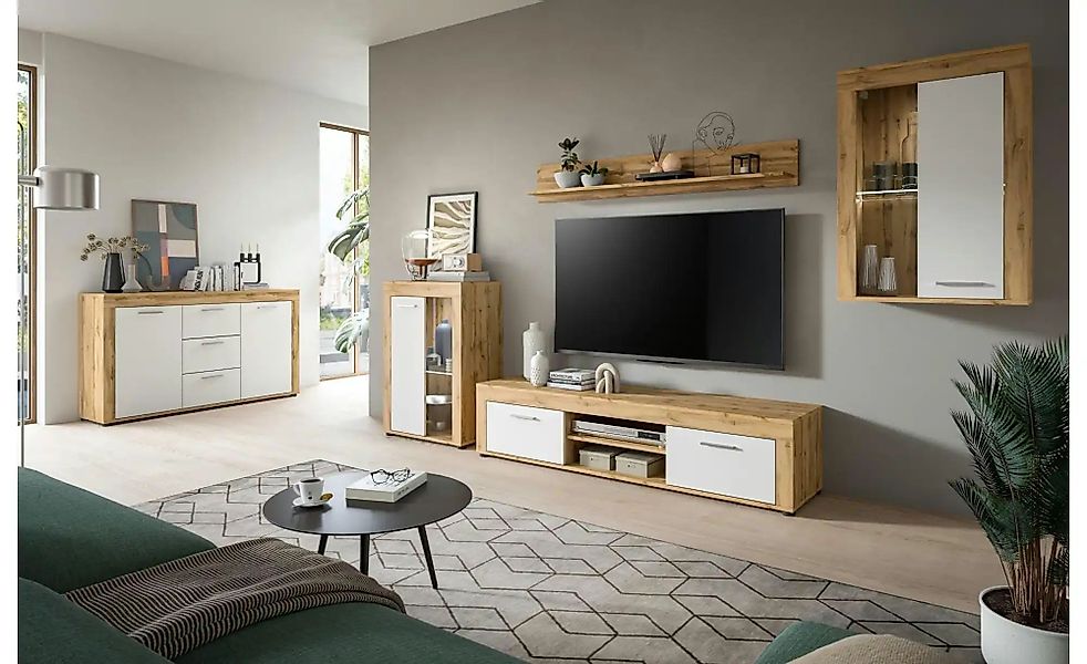 Wohnwand  Bardenas ¦ holzfarben ¦ Maße (cm): B: 310 H: 169 Kommoden & Sideb günstig online kaufen