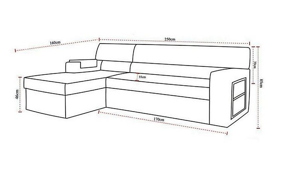 JVmoebel Ecksofa Sofa Bettfunktion Schlafsofa Sofa Couch Polster Eck Sofas günstig online kaufen