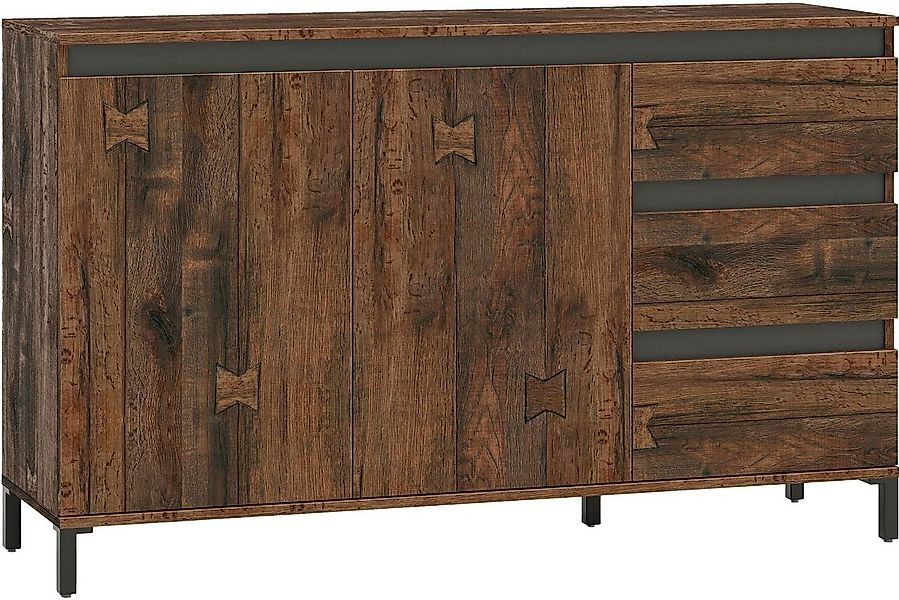 freiraum Sideboard GENIO industrial, in Eiche, Holzwerkstoff - 138x84x40cm günstig online kaufen