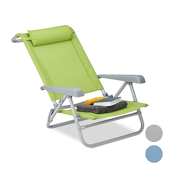 relaxdays Gartenstuhl Klappbarer Liegestuhl mit Nackenkissen, günstig online kaufen