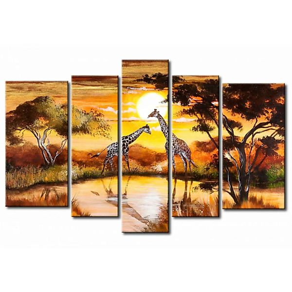 Wandbild Giraffen bei der Wassertränke XXL günstig online kaufen