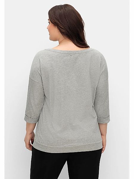Sheego Langarmshirt "Große Größen", mit Bindeband am Saum günstig online kaufen